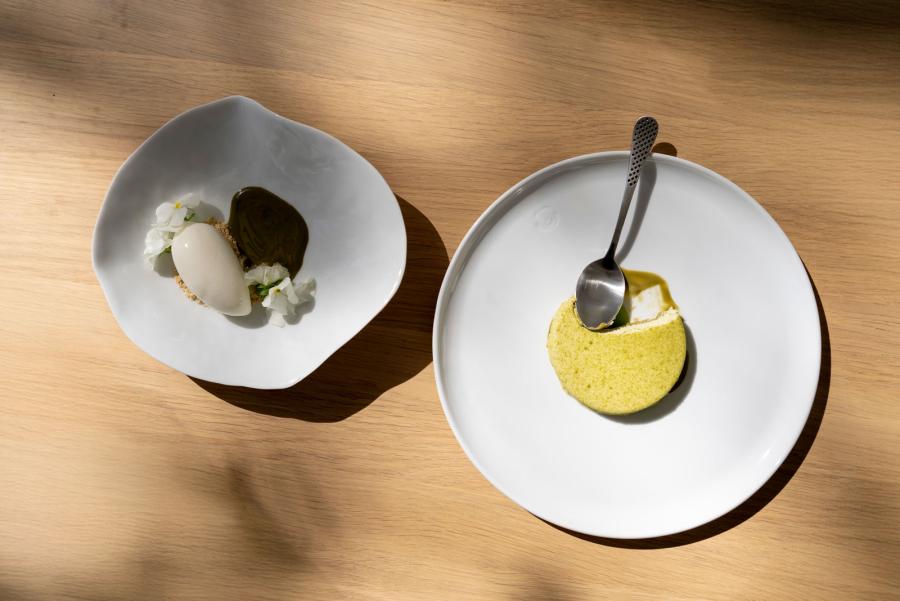 Mousse på vit choklad & matcha